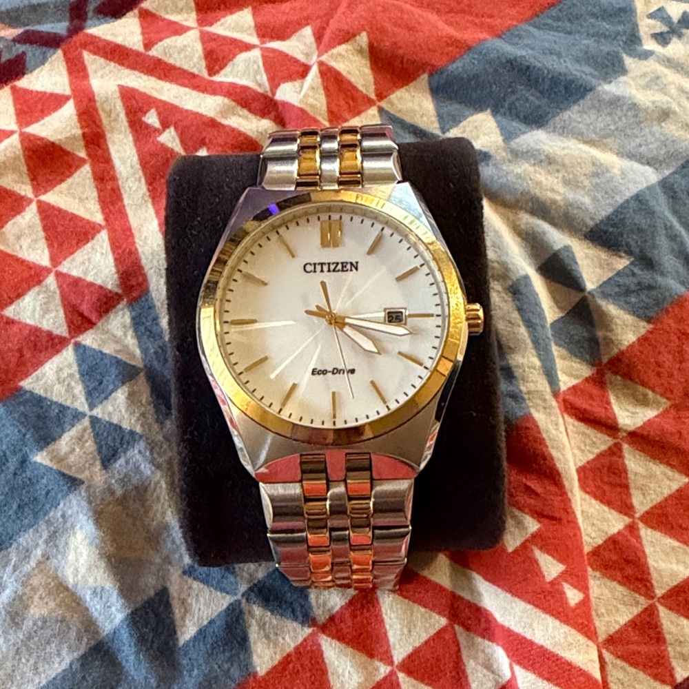 Citizen Men's Silver and Gold Eco-Drive Watch